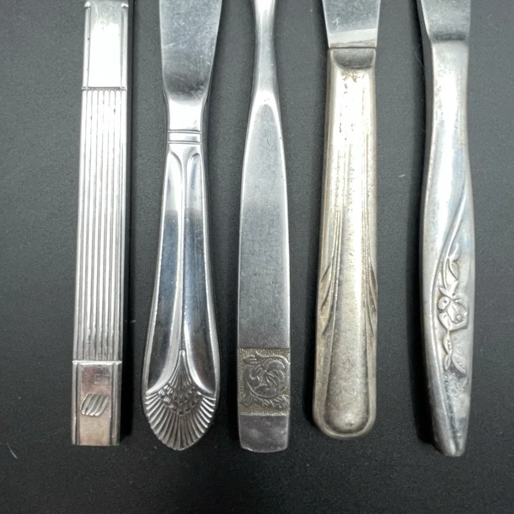 Lot 5 Vintage Mixed Flatware Knives Stainless Silverplate‎ Crafts Replacements